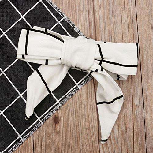 Cute Toddler Kids Baby Girls Long Sleeve Plaid Dress+Headband Outfit Clothes Set (3-4T, White) 3
