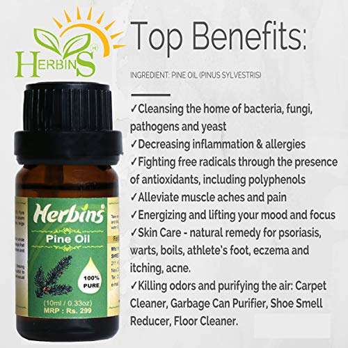 Herbins pine oil cosmetic grade for skin care, aromatherapy, acne, massage - 10ml 4