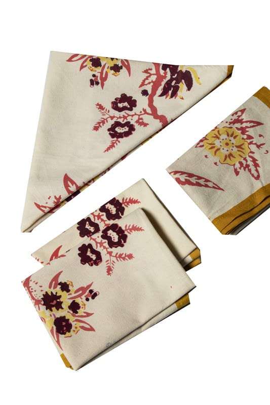 CONTRAST LIVING suntalia Hand Block Printed Kitchen Towel/Dish Towel/Hand Towel Multi Color Set of 4 Pcs 3