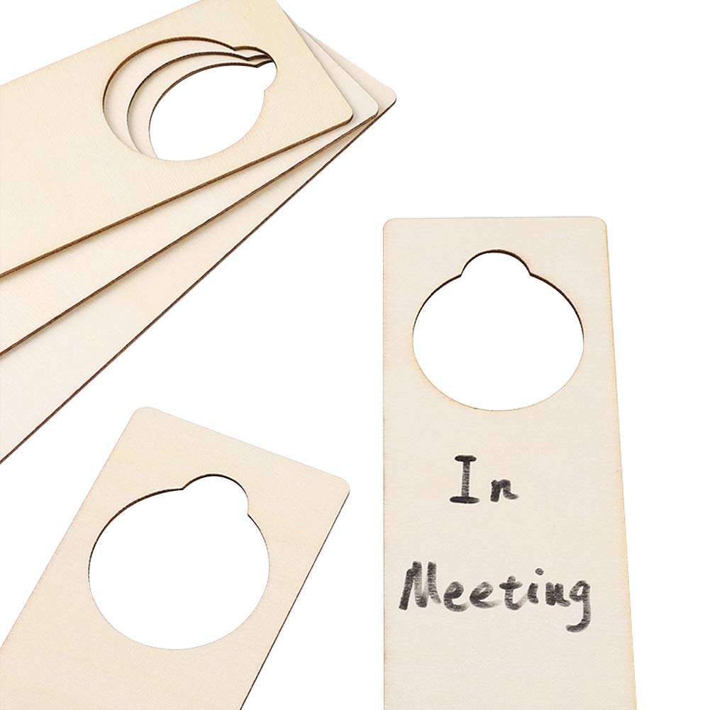 12-Pieces 9.5 x 3.25 x 0.1-Inch Unfinished Wooden Wood Door Knob Hangers Door Knob Signs for Craft, DIY Craft, Home, Office Hotel Decoration, Business Use 2