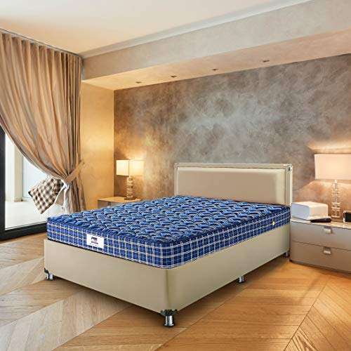 Peps Tartania Pocketed Spring Mattress 8 inch Queen Size (Dark Blue, 80X60X08 inch) with 2 Pillows