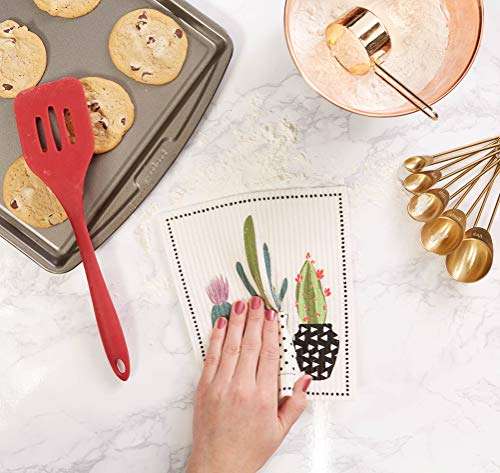 DII CAMZ11079 Swedish Dishcloths, 100% Natural Cellulose, Set of 3, Reusable, Dishwasher and Microwave Safe, Environmentally Friendly Dish Cloths, 7.75x6.75, Succulents 5