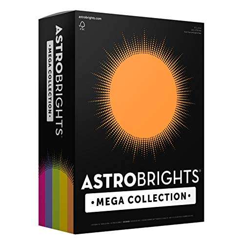 Astrobrights Mega Collection, Colored Paper, "Joyful" 5-Color Assortment, 625 Sheets, 24 lb/89 gsm, 8.5" x 11" - MORE SHEETS! (91624) 1