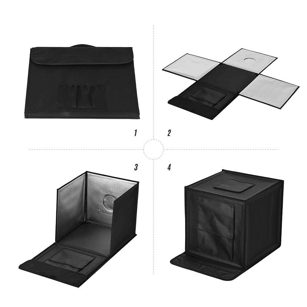 Andoer Photo Studio Light Box 16 inch Adjustable Brightness 5500K 84pcs LED Lights Photography Shooting Tent Kit with 5 Color Backdrops Professional Table Top for Small Size Itens 3