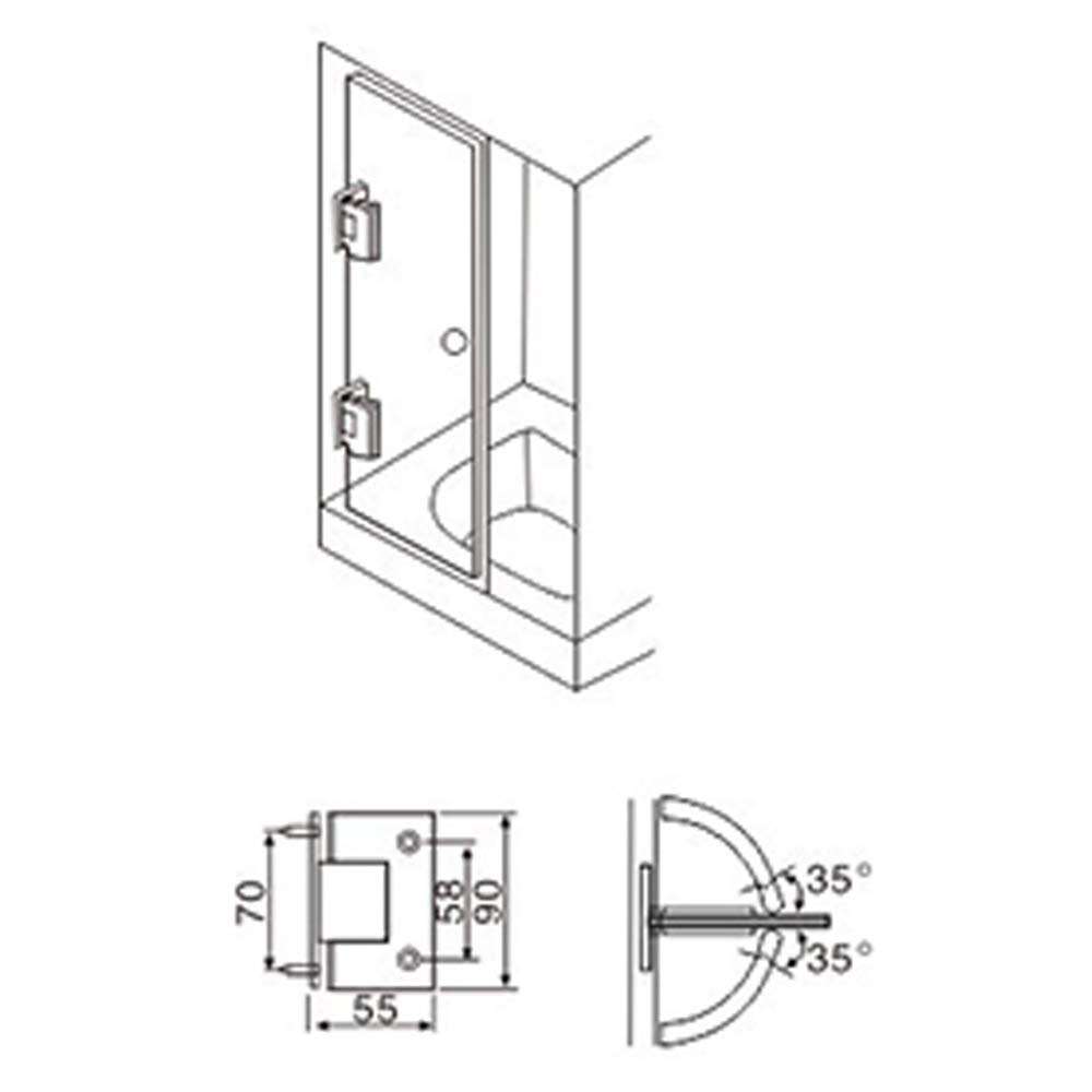 90 Degree Glass Door Hinge, Heavy Bathroom Door Clip, Shower Room Hinge Bathroom Hardware, 304 Stainless Steel Brushed Surface Treatment, Suitable for 8-12 mm Toughened Glass (Black) 5