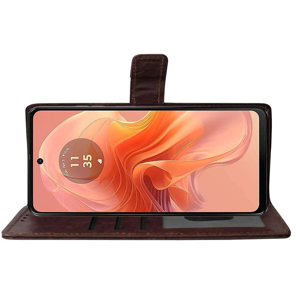 Casotec Flip Cover Back Case for Motorola Moto G04 4G / G04s 4G / E14 4G | Premium Leather Finish | Inbuilt Pockets & Stand | Flip Cover Back Case for Motorola Moto G04 4G / G04s 4G / E14 4G (Coffee) 6