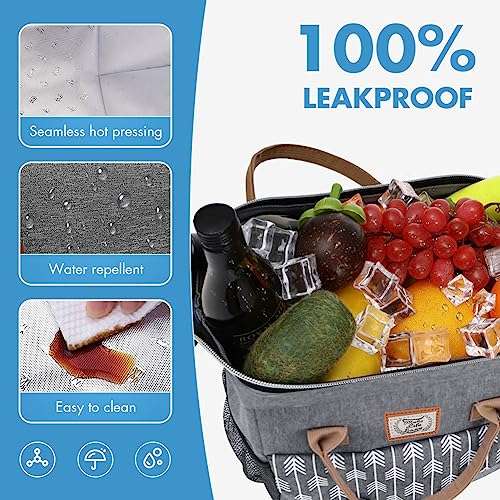 Lekesky Lunch Bag for Women Insulated Lunch Box Leakproof Lunchbox for Adult Work, Grey 2