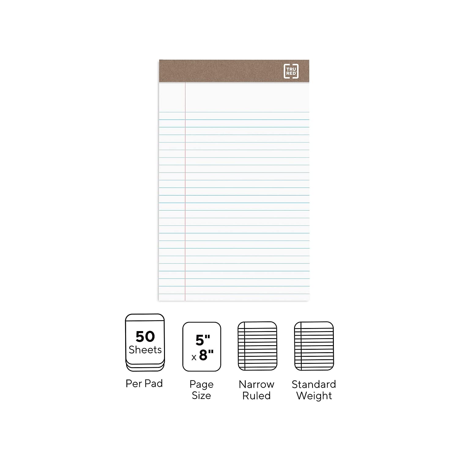 Staples 491461 Notepads 5-Inch x 8-Inch Narrow White 50 Sheets/Pad 12 Pads/PK (18592STP) 4