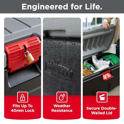Rubbermaid 48 Gallon Black Action Packer Lockable Latch Indoor and Outdoor Storage Box Container for Home, Garage, Backyard, Single 3