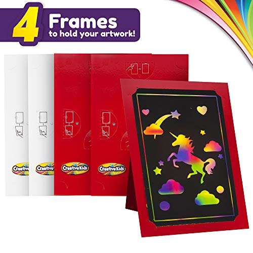 Creative Kids Scratch Paper Arts and Crafts Kit for Kids Gifts Ages 6-12 - Scratchboard Stylus Frames - Rainbow Unicorn Home Activity for Boys & Girls Birthday Gift for Children Ages 6+ 4