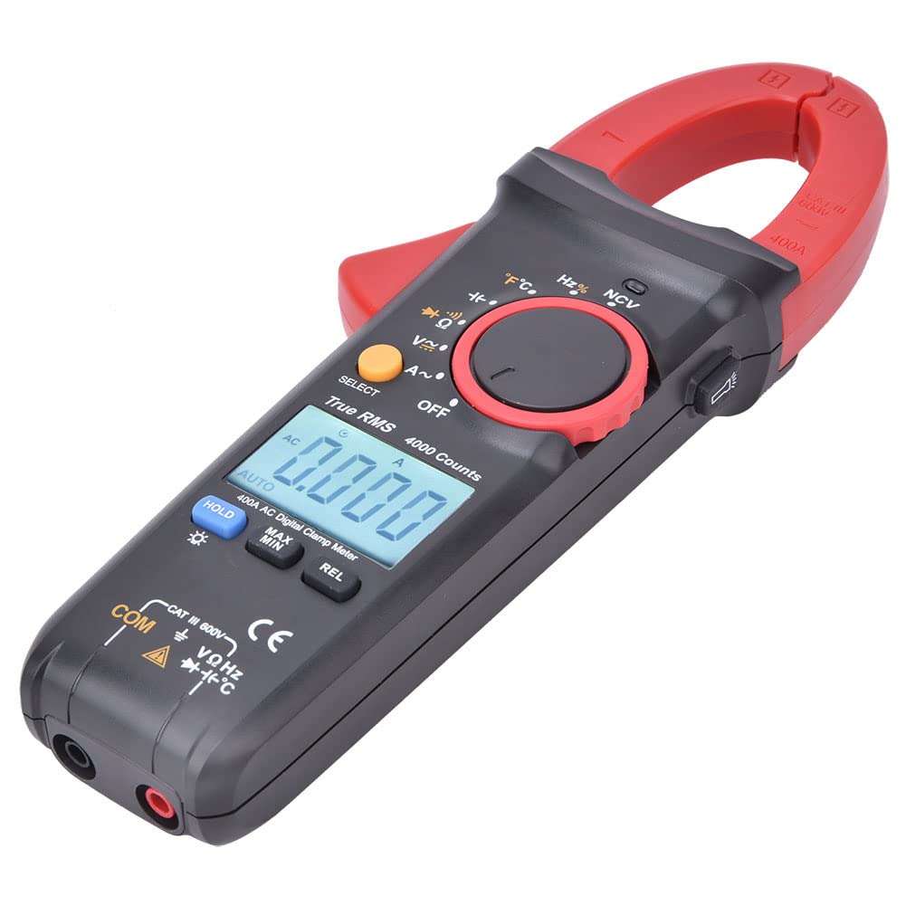 UT213B Digital Clamp Meter 4000 Counts 400A True RMS AC DC Voltage Current Auto-ranging Amp Voltage Tester with Backlight with Ohm Diode Capacitance Temperature Test 1