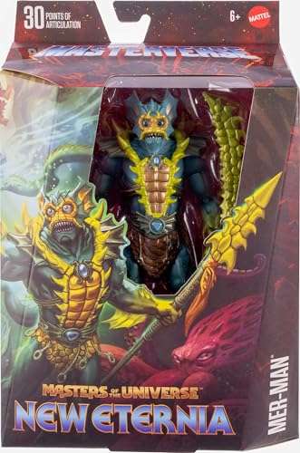 Masters of the Universe Masterverse New Eternia Action Figure & Accessories, Mer Man Deluxe Motu Collectible with 30 Articulations, 7-inch 6