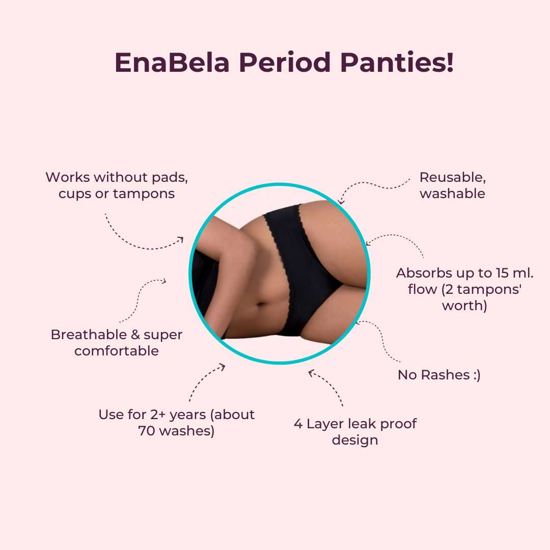 EnaBela Reusable Cotton Period Panties for Women | Leakproof, Washable & Reusable | Post Partum Panties | Use Without Sanitary Pads, Cups & Liners | Comes in Exciting colors | Pack of 1 (Pink XL) 5