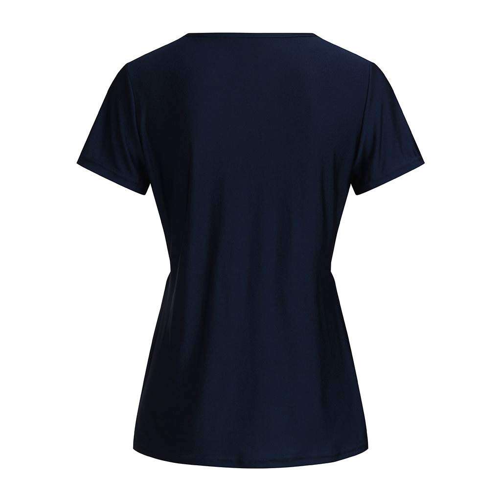 Women's Maternity Nursing Tops Patchwork Striped Double Layer Loose Pregnancy Breastfeeding T Shirt (L, Blue) 6