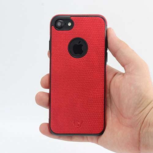 iPhone 7 Tpu Case Bumper Luxury Slim Leather grain with Full Body Protective Cover and Anti-Scratch and Non-Slip Design for Apple iPhone 7 (2017) (Red) 6