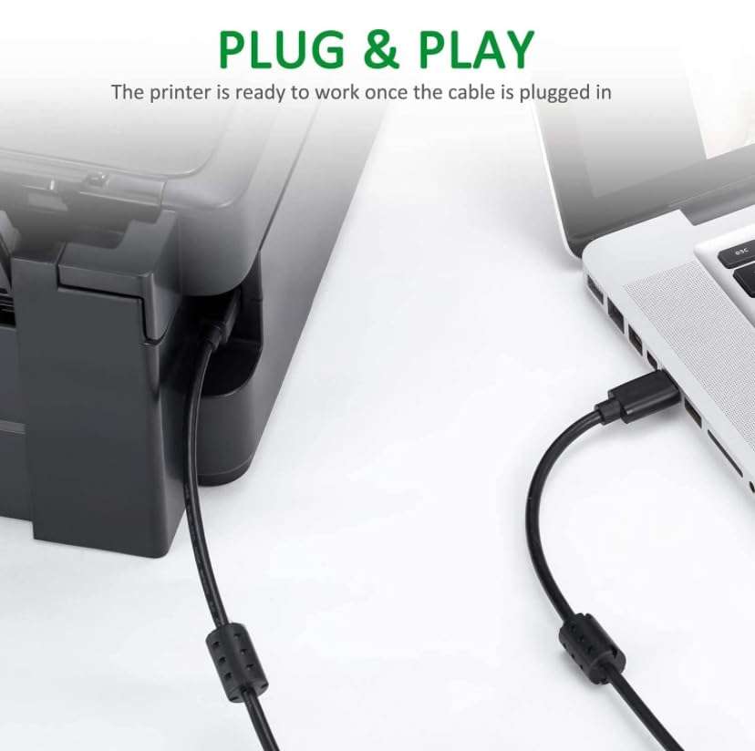 GANIX 1.5 Meter USB Printer Cable, USB A to Male To USB B 2.0 Cable Cord Compatible with Printers, Scanner For Brother Dell, HP, Epson, Canon, Lexmark, Xerox, Samsung, Epson-4.92 FEET 3