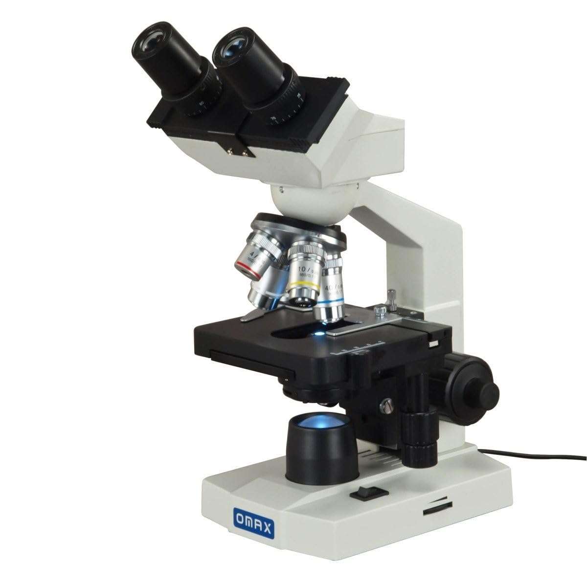 OMAX 40X-2500X Lab Binocular Biological Compound LED Microscope with 3D Mechanical Stage and Coaxial Coarse/Fine Focusing Knob 2