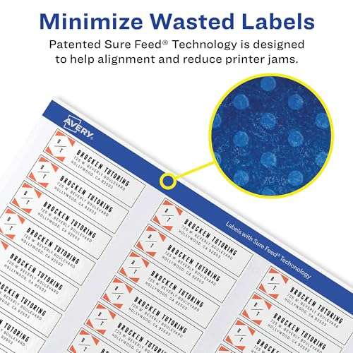 Avery Printable Return Address Labels with Sure Feed, 0.5" x 1.75", White, 800 Blank Mailing Labels (18167) 2