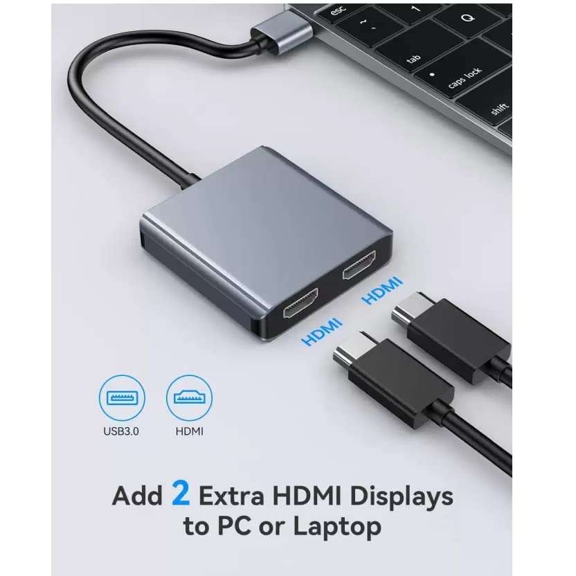 RuhZa USB to Dual HDMI Adapter USB 3.0 to Dual HDMI Converter chip and its Compatibility and Transmission are The Best at Present 2