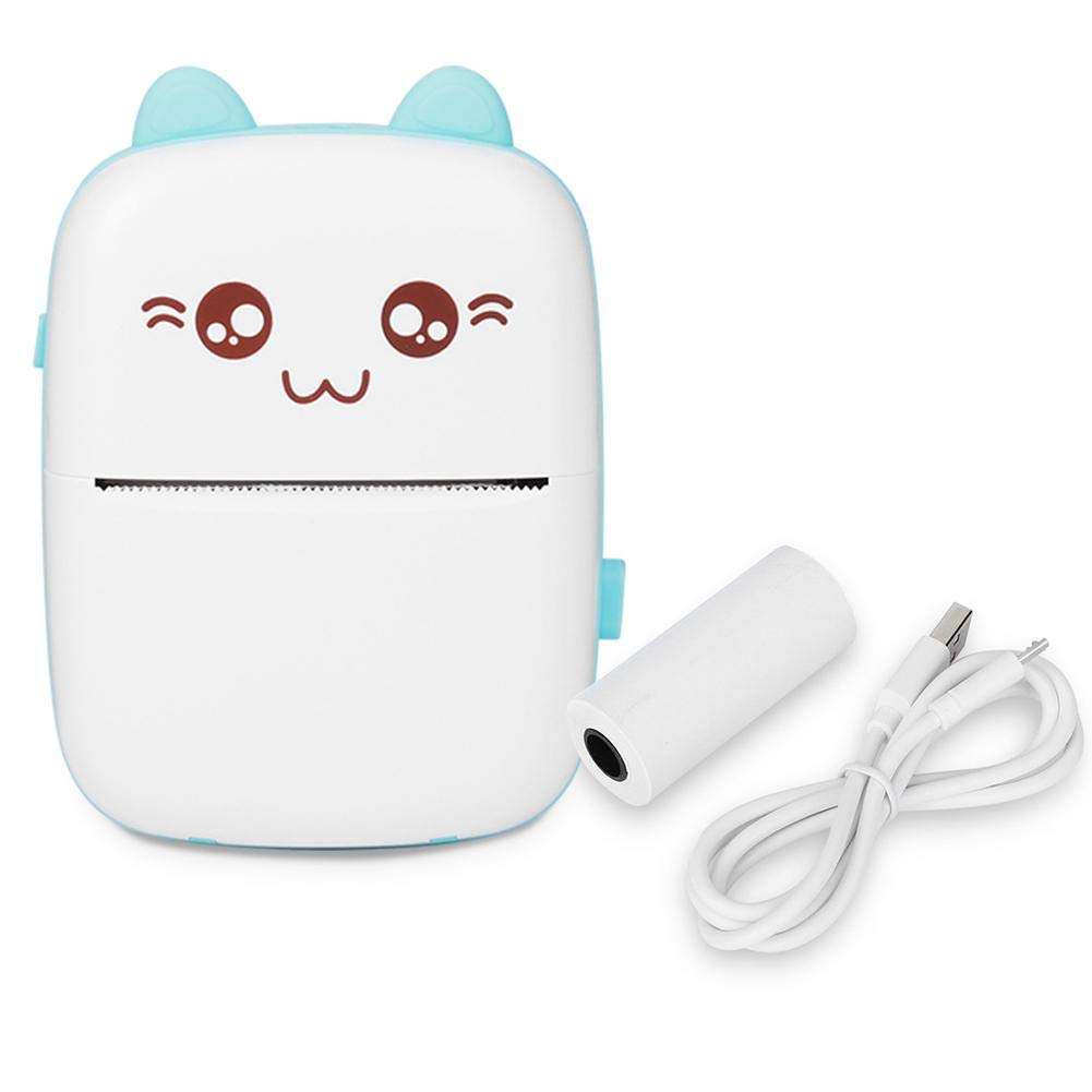 Mini Thermal Printer, Wireless Bluetooth Mobile Pocket Note Receipt Printer, Portable Instant Mobile Printer Photo Printer for Student/Office, Compatible with iOS + Android(Blue) 1