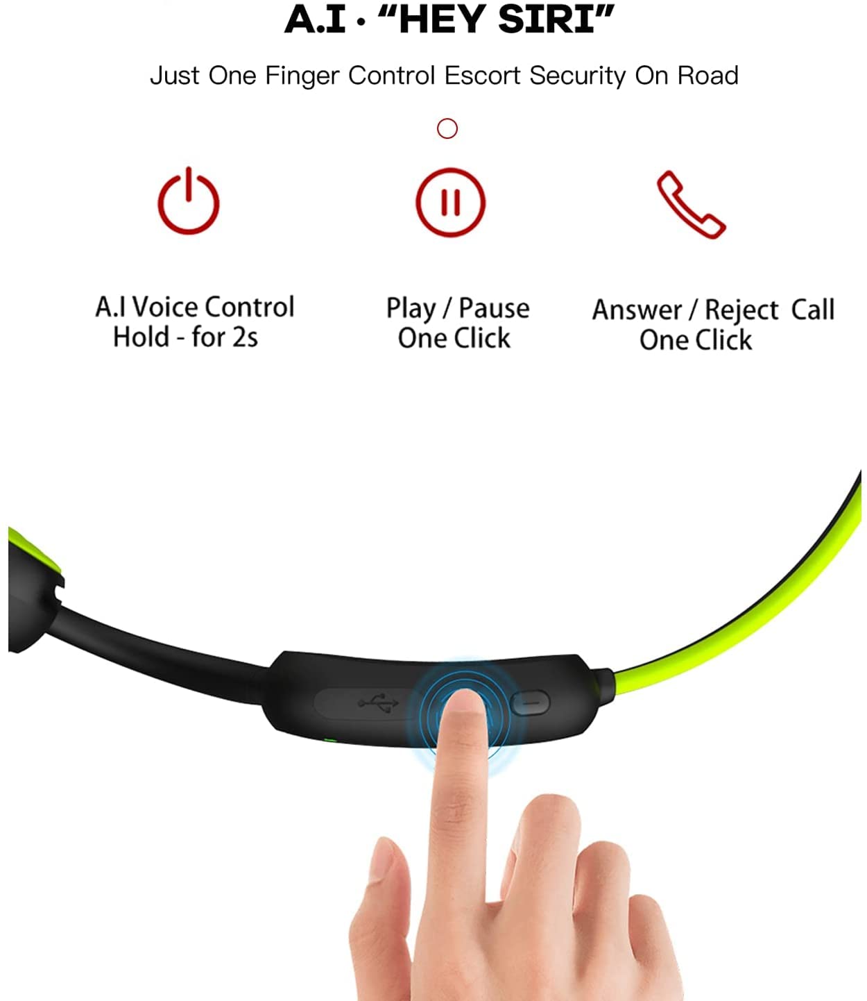 Bone Conduction Headphones, Open Ear Headphones Wireless, Bone Conduction Bluetooth 5.2 Headset with Mic, 6D Stereo Sound, 10Hrs Playtime for Sports, Running, Cycling, Gym（Green） 5