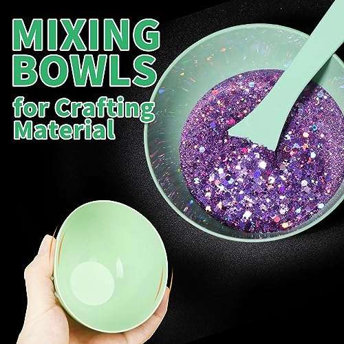 LEOBRO 5pcs 4.5 oz Plastic Boxes, 5pcs Mixing Bowls, 5pcs Mixing Spoons, DIY Craft Tools 5