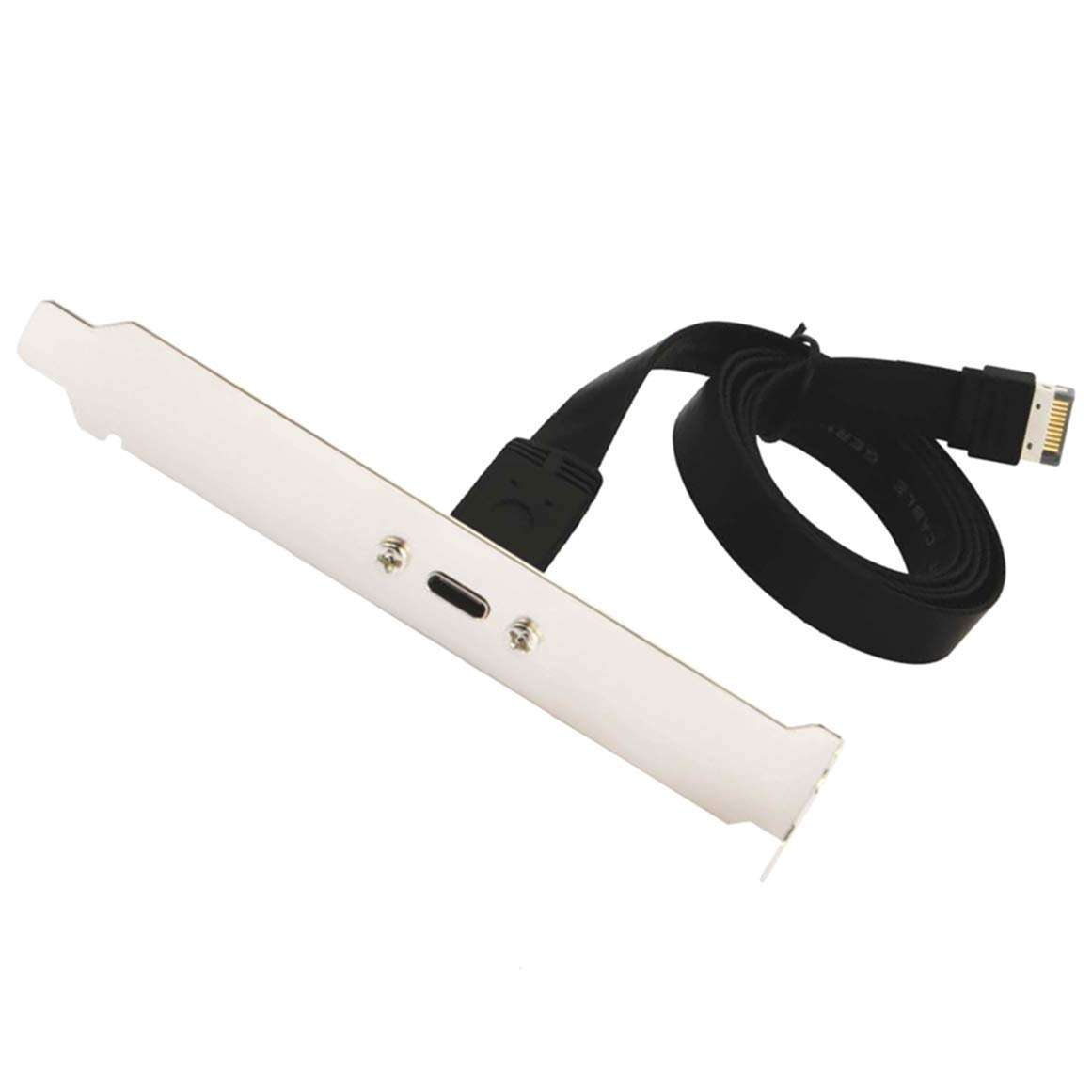 USB-C Front Panel Extension Cable, USB C Mount Motherboard Header Cable, USB 3.0 Motherboard Internal Cable, USB 3.1 Gen 2 Front Panel 20-Pin to Female Connector with Panel Mount Screw - 80cm 1