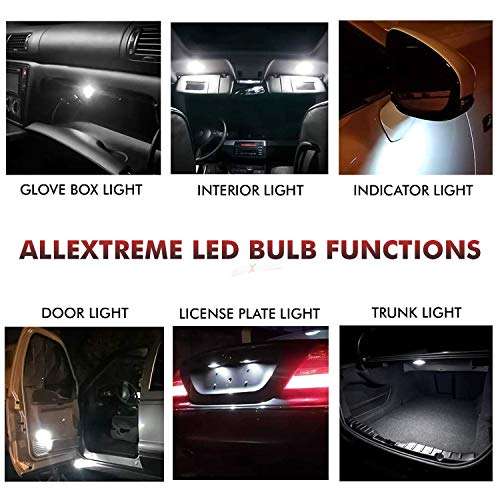 Allextreme EX12RLW 12 LED Universal Car Interior Super Bright Roof Light Reading Dome Bulb Lamp with Festoon Holder (2 Pcs) 5