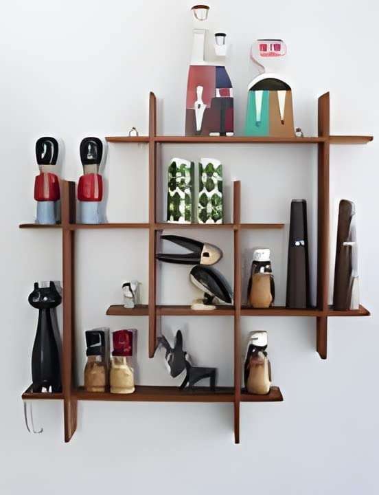 FireBees Decoration Item for Reception,Storage Organizer Shelf for Wall Decoration,Decorative Wall Shelf for Bedroom,Living Room,Combination Shelf (Brown) 1