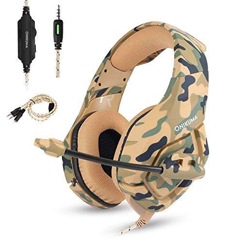 ONIKUMA K1B Stereo Gaming Headset with Mic and Controls for PC, PS4, Xbox and Mobiles (Camouflage Yellow) 1