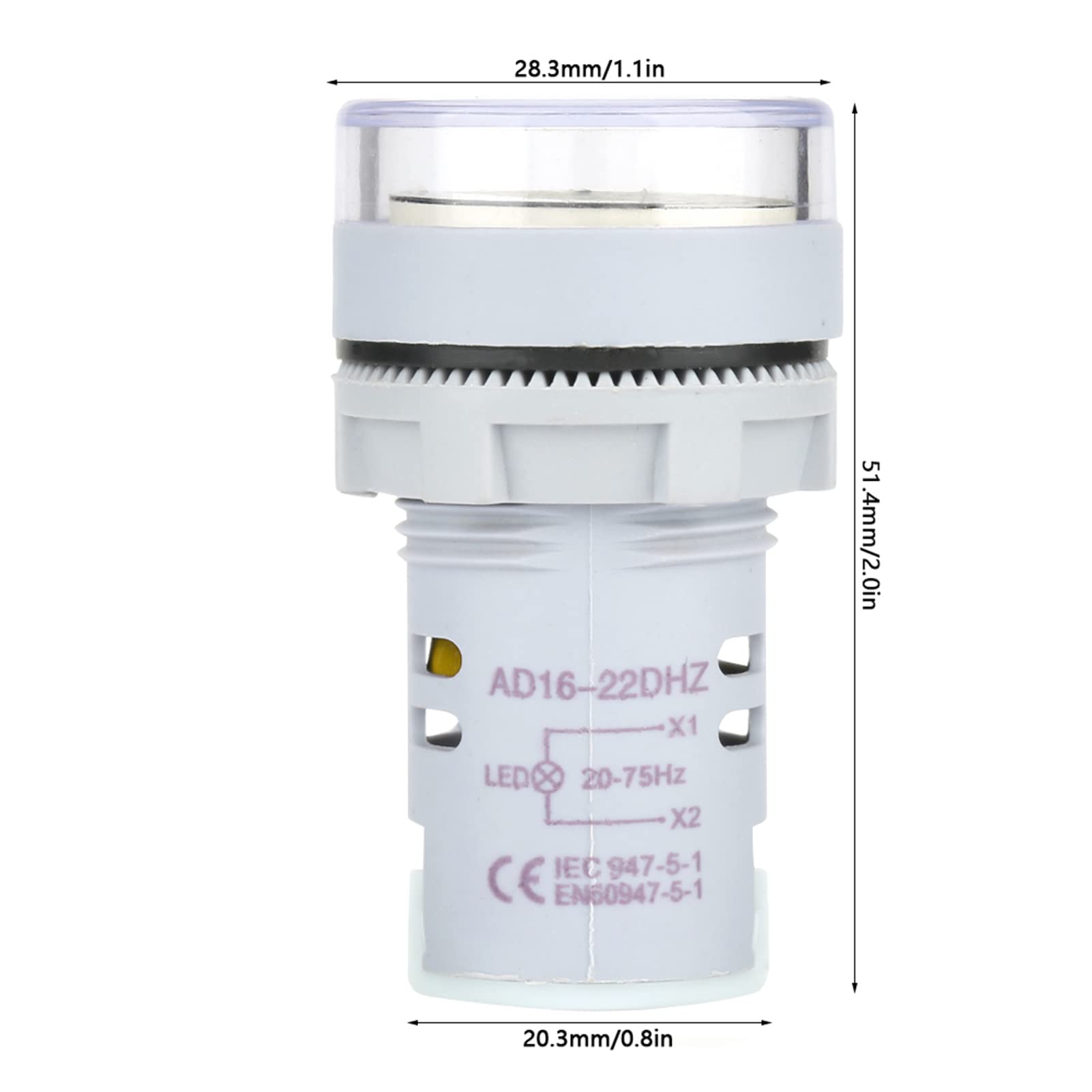 ViaGasaFamido Mini Round LED Digital Display Signal 20-75Hz AC Hz Indicator Frequency Meter Monitor Meter Gauge Tester Volt Monitor Indicator Light Panel AD16-22DSH(White) 4