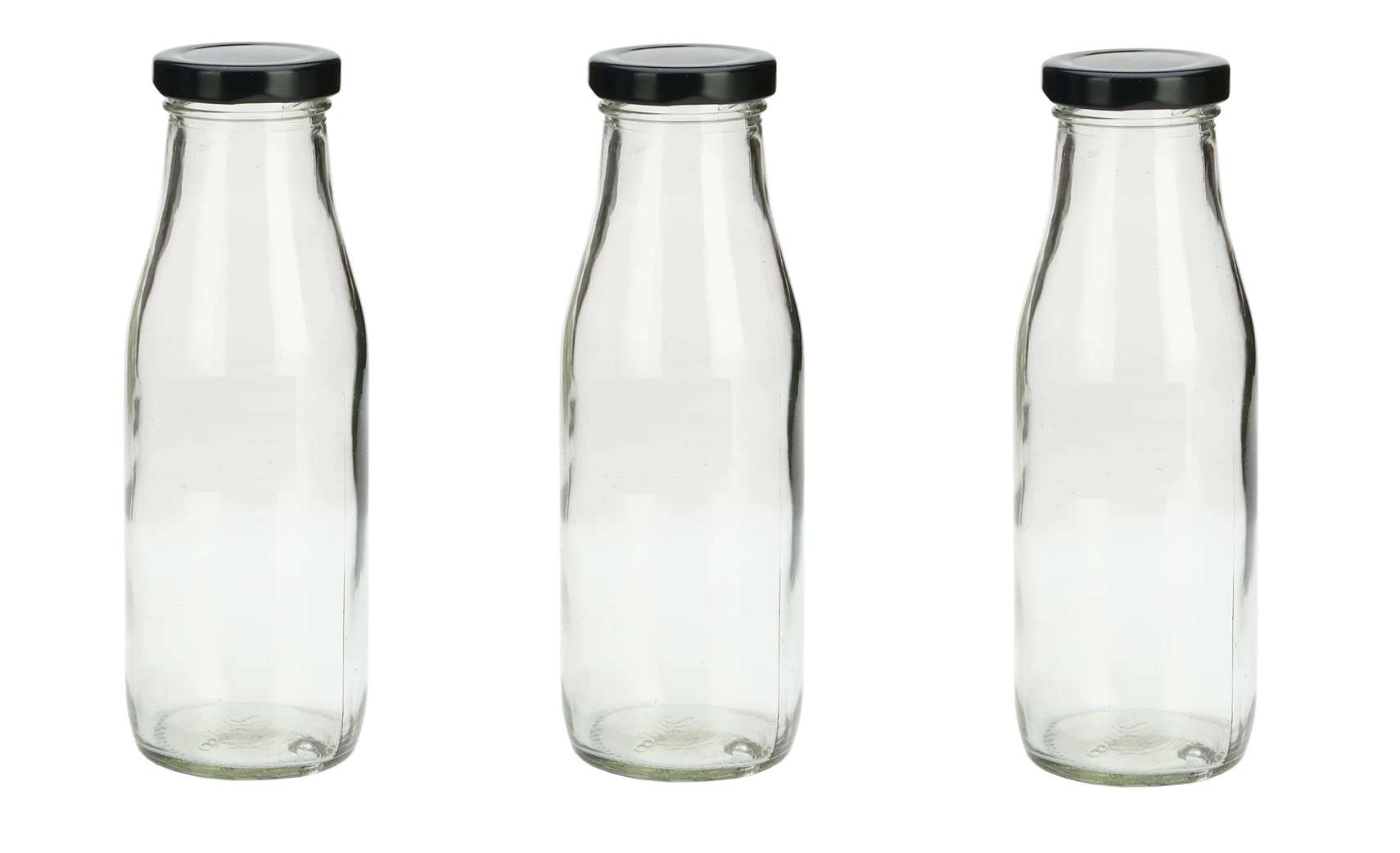 1st Time Multipurpose Kitchen Storage Glass Milk Bottle With Lid, Clear, Pack Of 11, 500 Ml, 6.5 X 6.5 X 20.5 Cm 6