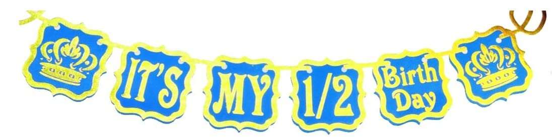 6 Months Birthday Decorations for Boy with HBD Foil Balloon, 20 Metallic Balloons and Curtains (GoldBlue) 5