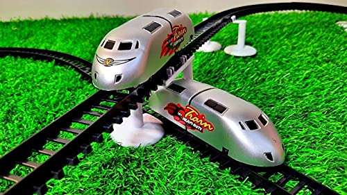 BIGFOLK Vintage Train with Big Track and Real Smoke Battery Operated with Flashlight Bullet Metro Train Toys Track Set for Kids Boys and Girls 2