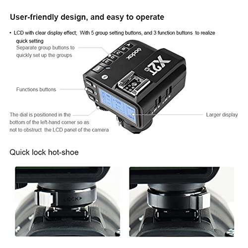 Godox X2T-S TTL Wireless Flash Trigger Compatible for Sony,1/8000s high-Speed sync,5 Separate Group Buttons, and 3 Function Buttons to Realize Quick Setting 6