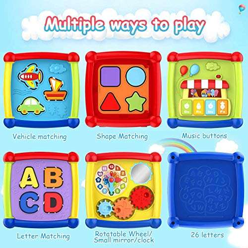 Early Learning Educational Music and Colorful Shape Sorter Toys Baby Toys 12-18 Month Activity Cube Toys for 1 Years Old Baby Toys 6 12 Month Gift for 1 2 3 Years Old Boys and Girls Kids and Toddler 4