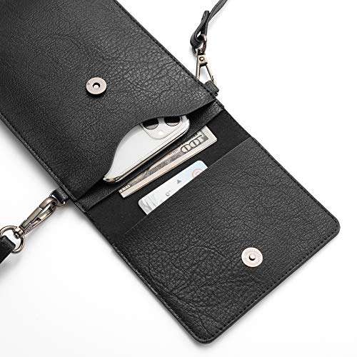 Women Crossbody Bag Cell Phone Purse Pouch with Touch Screen Window for iPhone 16 Pro iPhone 15 14 13 12 11 XR XS Max Google Pixel 9 Pro Pixel 8 7 6 (Black) 5