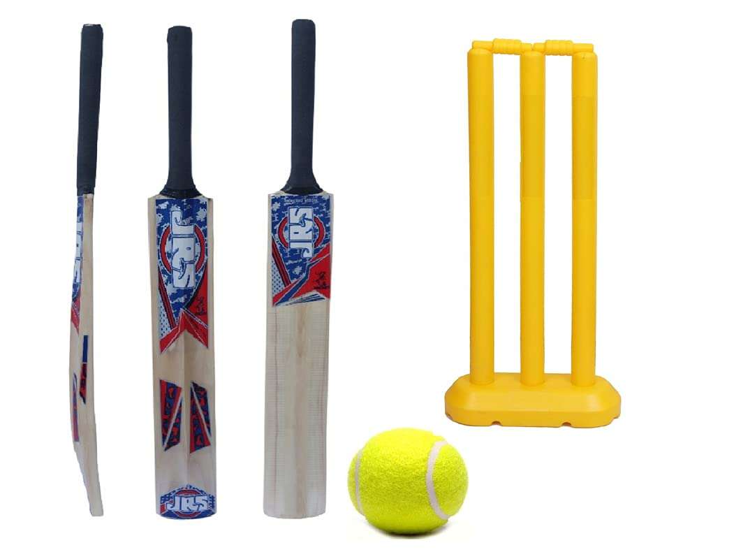 JRS lite Popular Willow Wood Cricket Bat with Wicket Set & 1 Tennis Ball for Kids Cricket kit Pack of 1 (8-10 Year Year Old Kids) 1