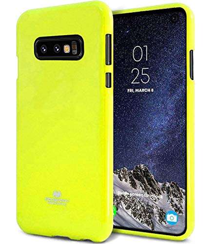 Mooya Jelly Series [Thin Slim] Phone Case [Flexible] Pearl Glitter Jelly [Drop Protection] Reinforced TPU Case [Lightweight] Bumper Cover for（Samsung S10,Neon Yellow 1