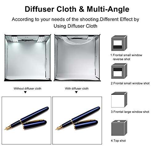 Photo Light Box 24x24x24 inch, Photo Box Photography Professional 120 LED Light Shooting Tent Table Top Lighting Kit with 6 Background Papers 4