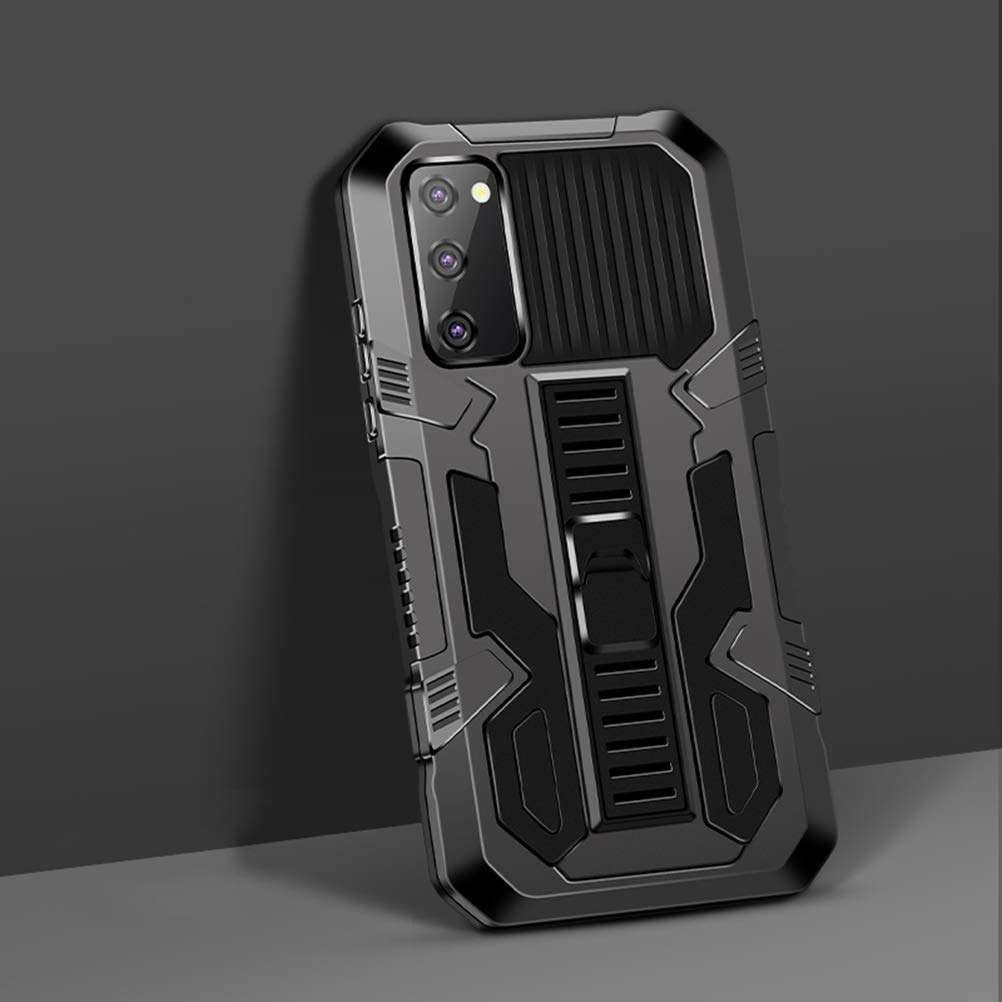 Hicaseer Case for Galaxy S20 FE, PC Hard Back Textured Shock and Drop Resistant Cover with Double Orotection Stand Phone Case for Samsung Galaxy S20 FE 6.5" - Black 6