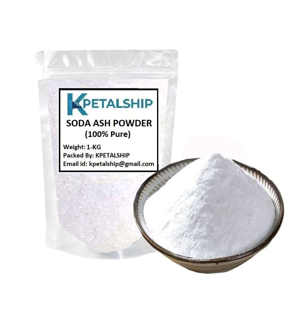 KPETALSHIP® Soda Ash Powder | Ideal for Water Treatment, Glass Production, Detergents and more. (1-KG) / [ Industrial use Only ] 1