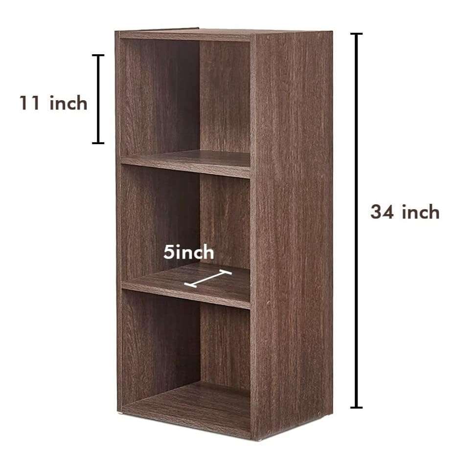 Kuber Industries Book Shelf|Wooden 4 Shelves Engineered Bookshelf|Storage Cabinet for Kitchen,Wall Shelf,Décor Shelf,30"X30",(Brown) (Pack of 4) 3