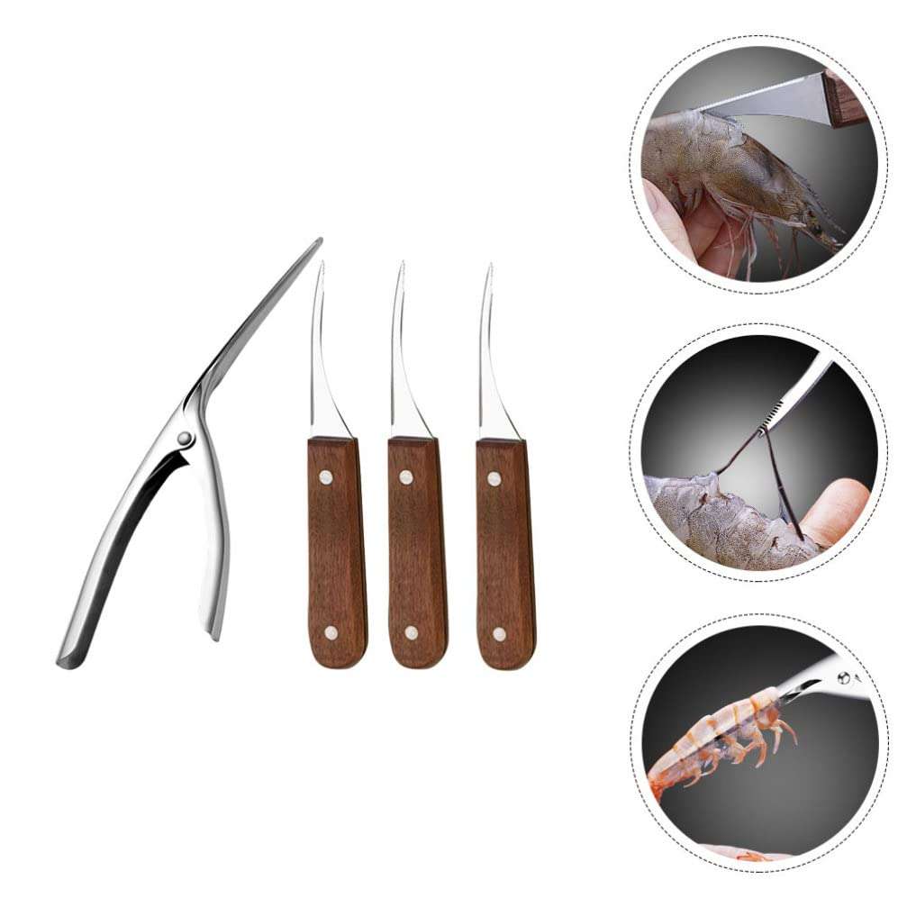 1 Set Stainless Steel Shrimp Opener Shrimp Shell Cleaner Shrimp Cleaner Tool Shrimp Peeler Tool Kitchen Supplies Shrimp Knives Shrimp Peeling Gadgets Shrimp Line Cutter 3