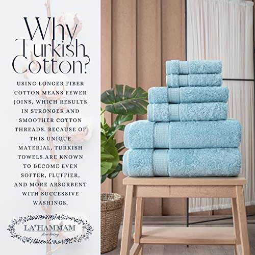 Hotel & Spa Quality, Super Soft, Highly Absorbent & Soft Decorative Kitchen & Bathroom Sets, Genuine Cotton 6 Piece Towel Set, Includes 2 Bath Towels, 2 Hand Towels, 2 Washcloths, Aqua 6