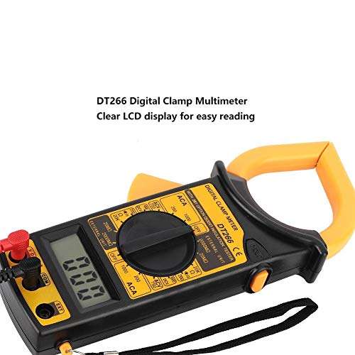 Electric Clamp Tester Multimeter, DT266 Digital Clamp Multimeter 1999 Counts AC DC Volt Resistance Tester, Pocket Portable Meter Equipment Industrial 4
