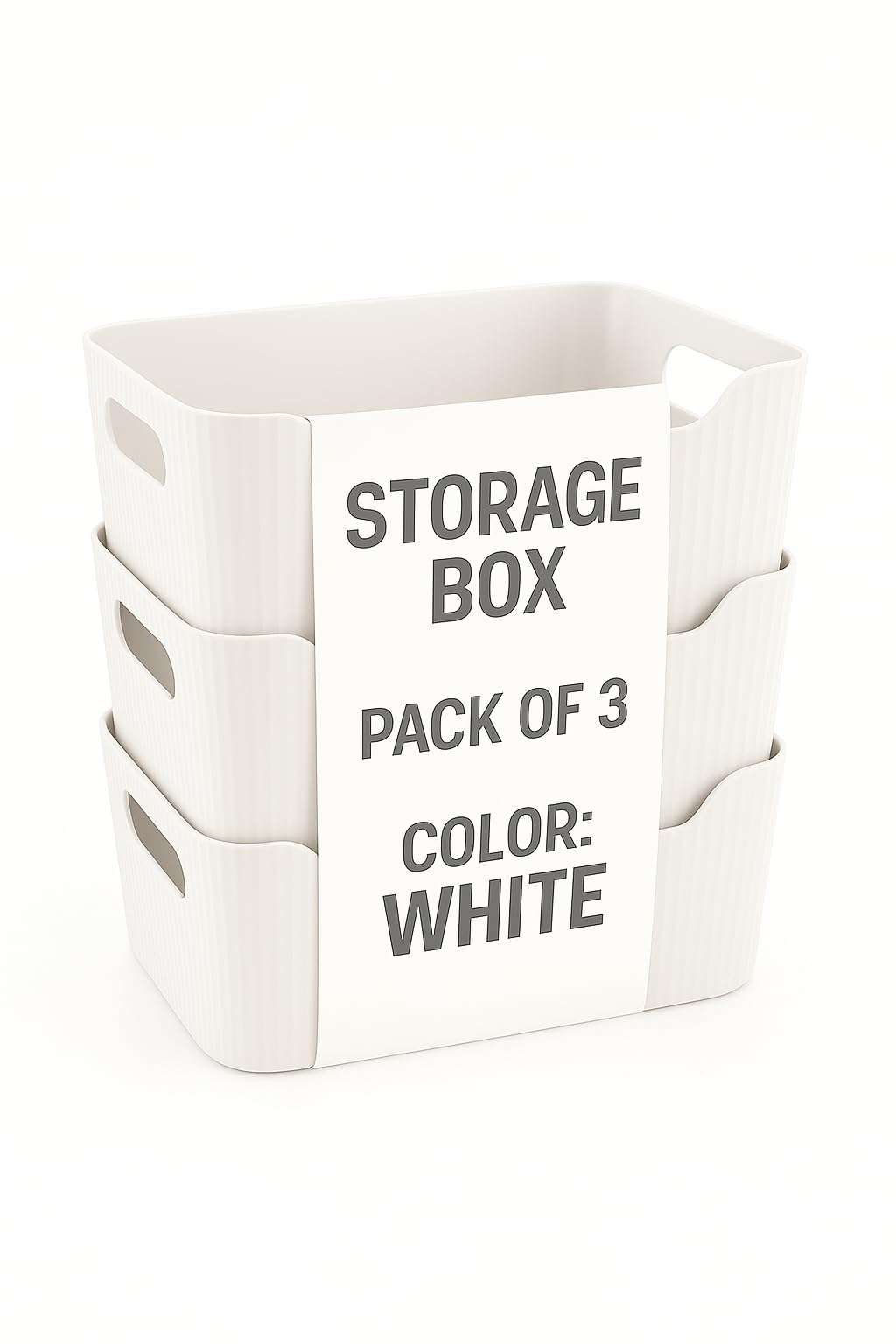 Zuku Storage Box Basket for Storage Plastic Organiser for Storage Bathroom Storage Box Small Plastic Organiser Bathroom Basket Boxes for Toys,Cosmetic,Accessory (White,3Pcs) 1