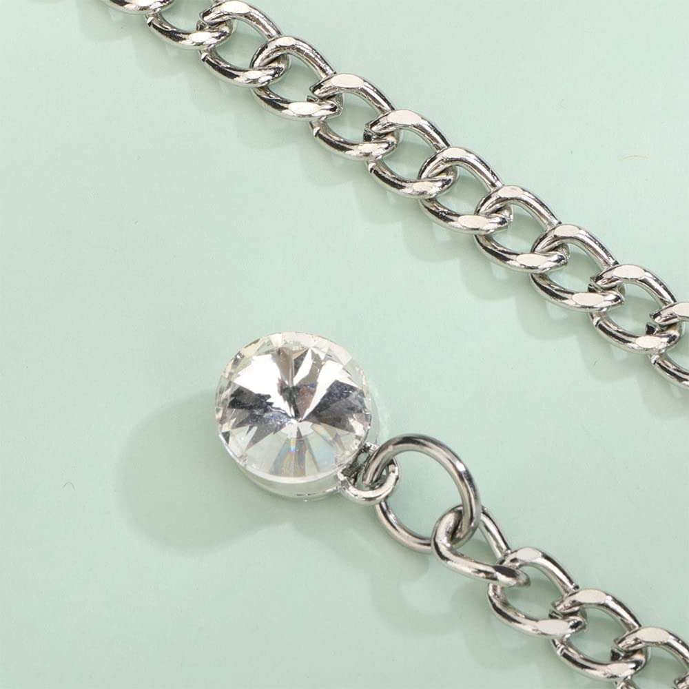 Kercisbeauty Sparkly Crystal Fringe Tassels Belly Belt Nightclub Hip Body Chain for Women Girls Belly Dance Rave Party Body Jewelry (Silver) 6