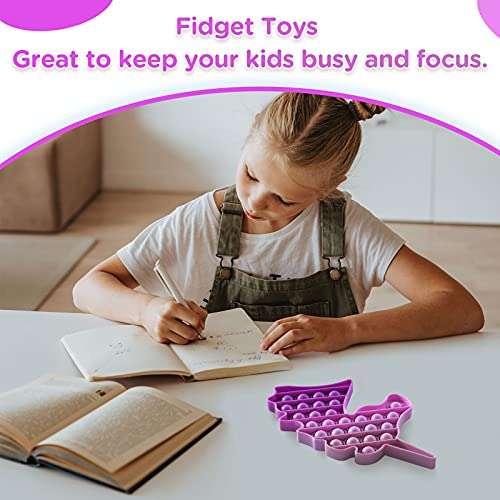 HiUnicorn 4 Pack Poppers Pop Sound Fidget Toys Gifts for Girls, Rainbow Unicorn Push Bubble Popping Game Toy, Macaron Pineapple Strawberry Fruits Sensory Toys (Yellow+Pink+Blue+Purple) 4