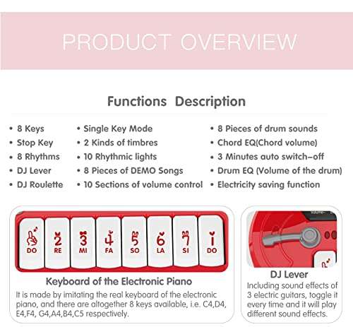Toddler Piano Toy Keyboard 3in1multi-function Mode with Detachable Microphone, Educational Mini Piano, Drum, 4 DJ Mode Toy Gifts for Kids Boys Girls(Blue) 3